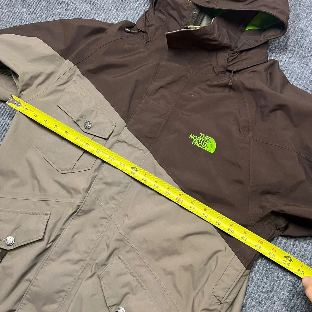 The North Face HyVent Ski Jacket Mens Brown Hooded Shell Small Waterproof Zip